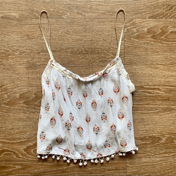 {Wet Seal} We To Me Boho Cream Puff Ball Top - Picture 2 of 4